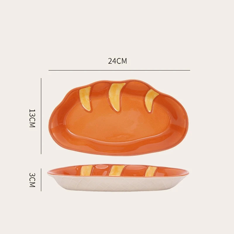 Bread-Shaped Ceramic Dessert Plate