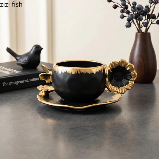 Gold & Silver Porcelain Cup and Saucer – 240ml