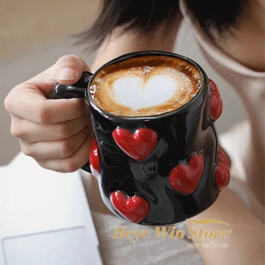 Embossed Heart Ceramic Mug