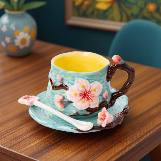 Painted Floral Cup & Saucer