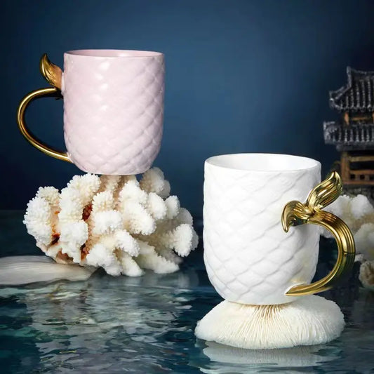 Golden Mermaid Ceramic Coffee Mug