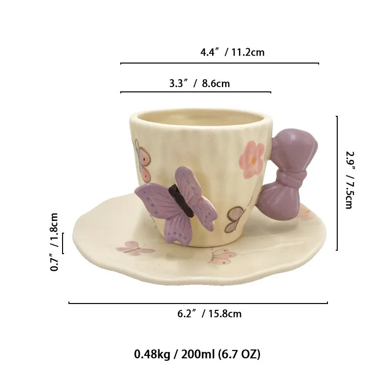 Bowknot Ceramic Cup & Saucer