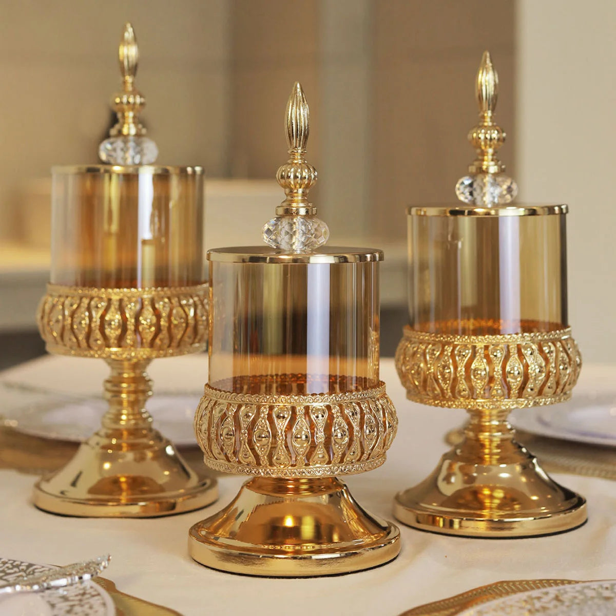 Crystal-Style Glass Candy Jar with Lid