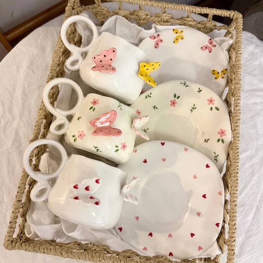 Butterfly Ceramic Cup & Saucer Set