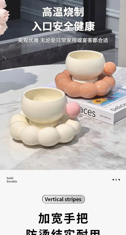 Bow Ceramic Coffee Cup & Flower Saucer