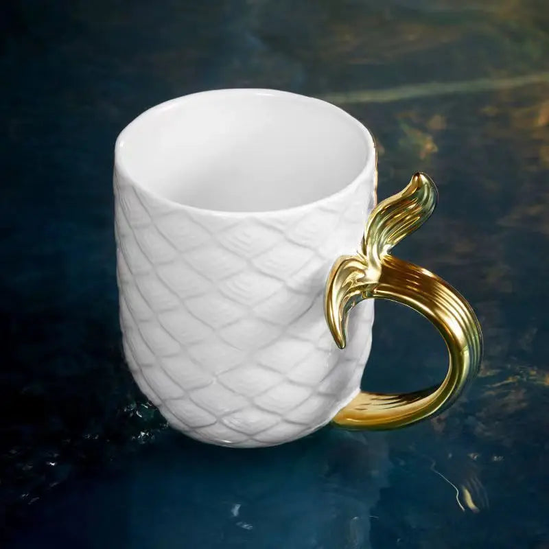 Golden Mermaid Ceramic Coffee Mug