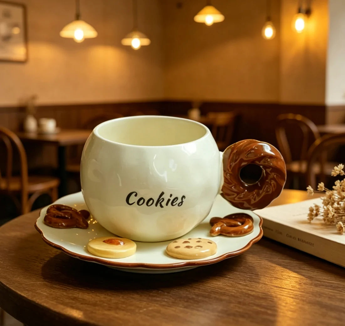 Cookie-Pattern Cup & Saucer