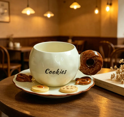 Cookie-Pattern Cup & Saucer