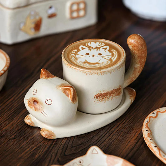Cat Ceramic Cup & Saucer