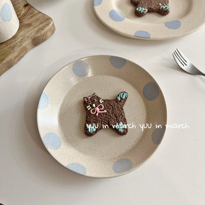 Blue Polka Dot Ceramic Tableware