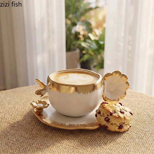 Gold & Silver Porcelain Cup and Saucer – 240ml