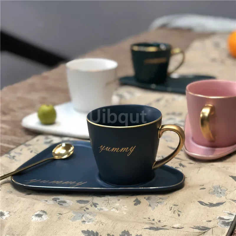Luxury Ceramic Coffee Cup, Spoon & Saucer Set