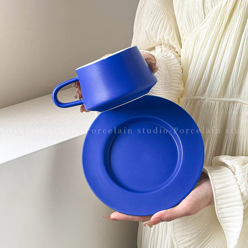 Bow Shaped Ceramic Coffee Cups and Plates Water Cup Milk Mug Home Breakfast Cup Flower Tea Cups Afternoon Tea Mug Coffee Mugs