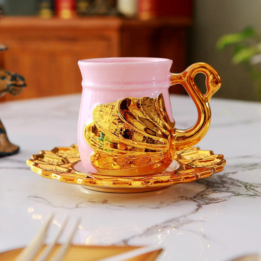 Pink Swan Ceramic Coffee Cup