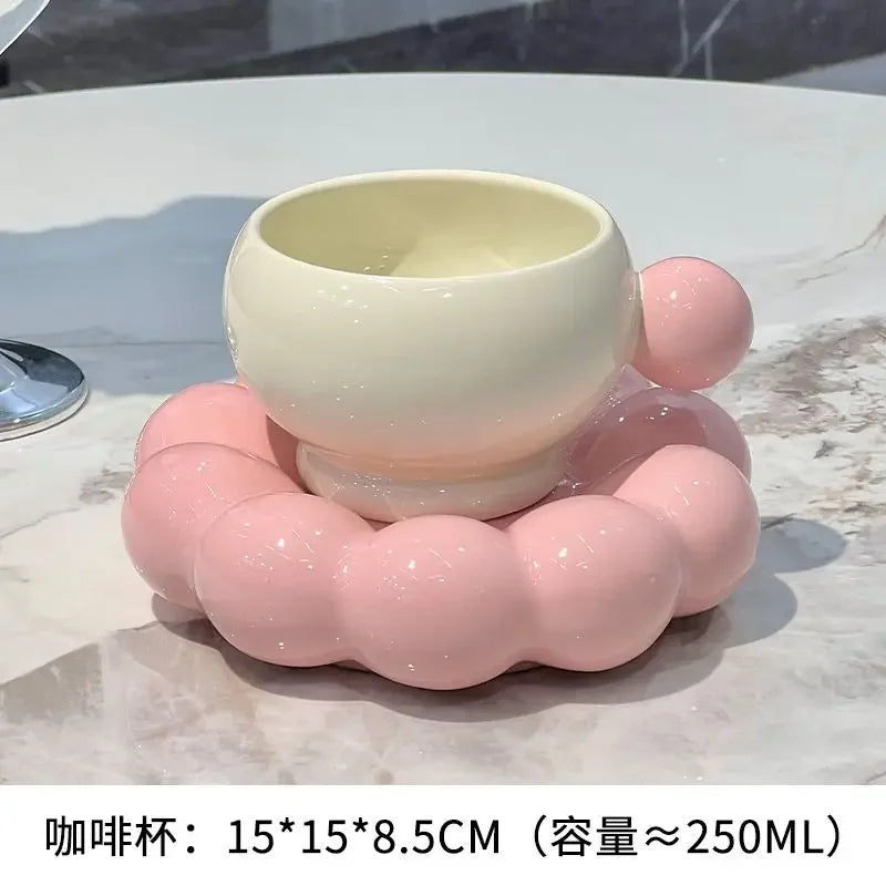 Bow Ceramic Coffee Cup & Flower Saucer