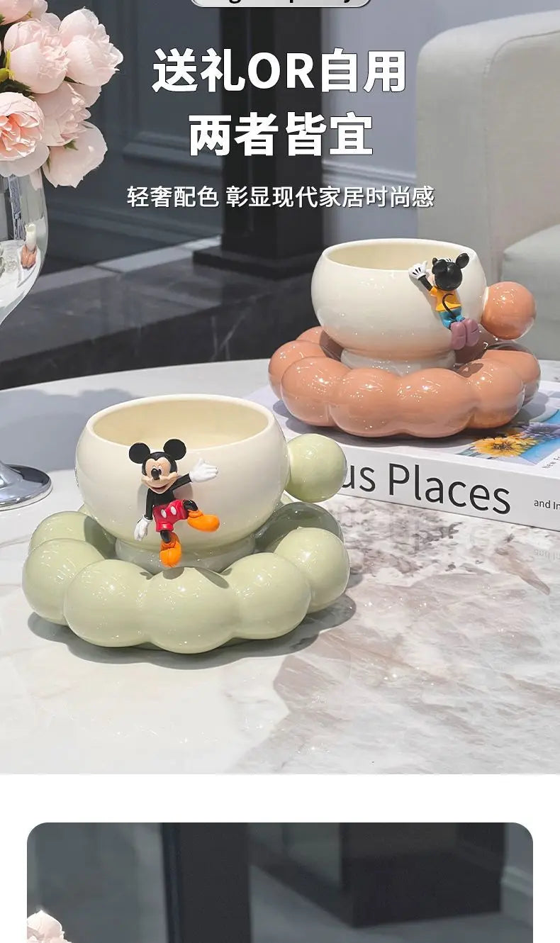 Bow Ceramic Coffee Cup & Flower Saucer