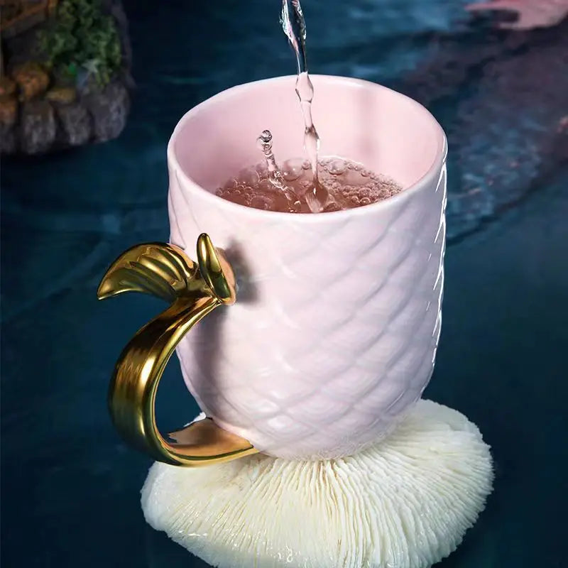 Golden Mermaid Ceramic Coffee Mug
