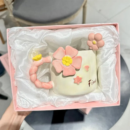 3D Flower Ceramic Mug