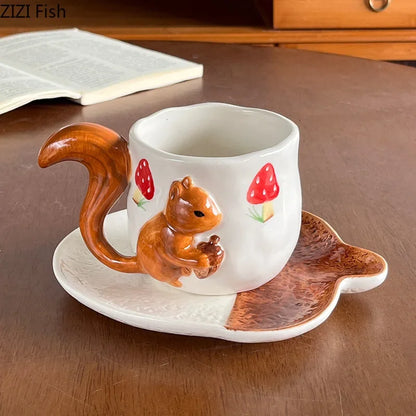 Maple Leaf Squirrel Coffee Cup