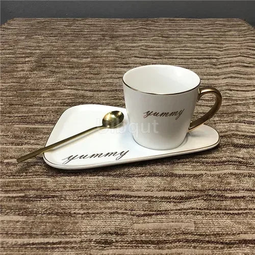 Luxury Ceramic Coffee Cup, Spoon & Saucer Set