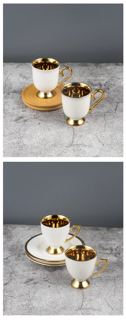 Embossed Turkish Coffee Cups & Saucers – Set of 2