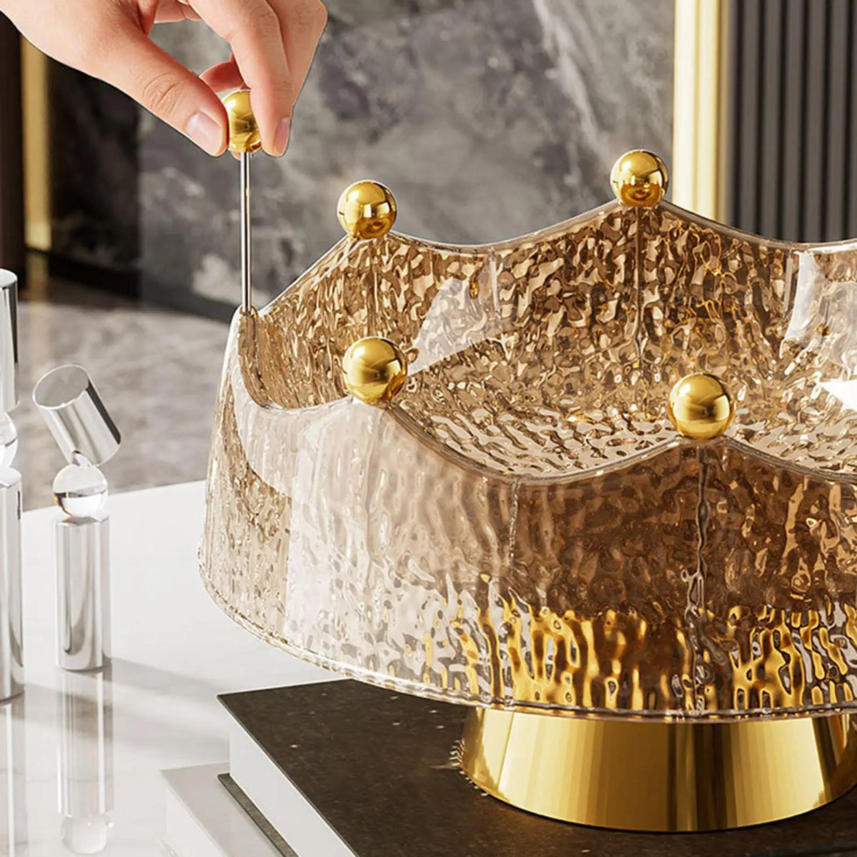Golden Fruit Bowl & Decorative Serving Set
