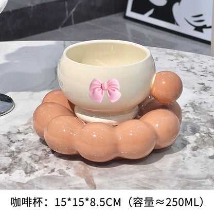 Bow Coffee Cup & Flower Saucer