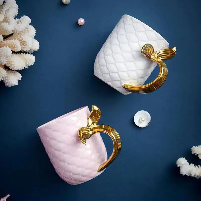 Golden Mermaid Ceramic Coffee Mug