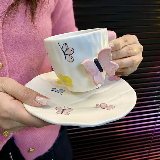 Embossed Butterfly Ceramic Mug