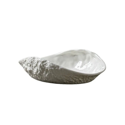 Gold-Trim Shell-Shaped Ceramic Serving Plate
