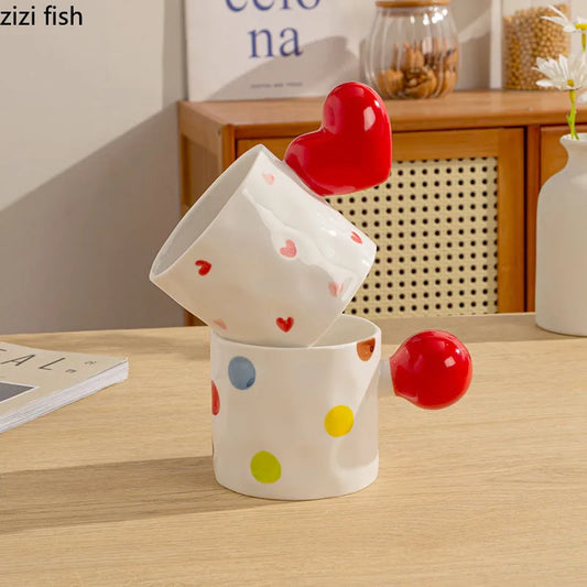 Heart & Polka Dot Ceramic Mug