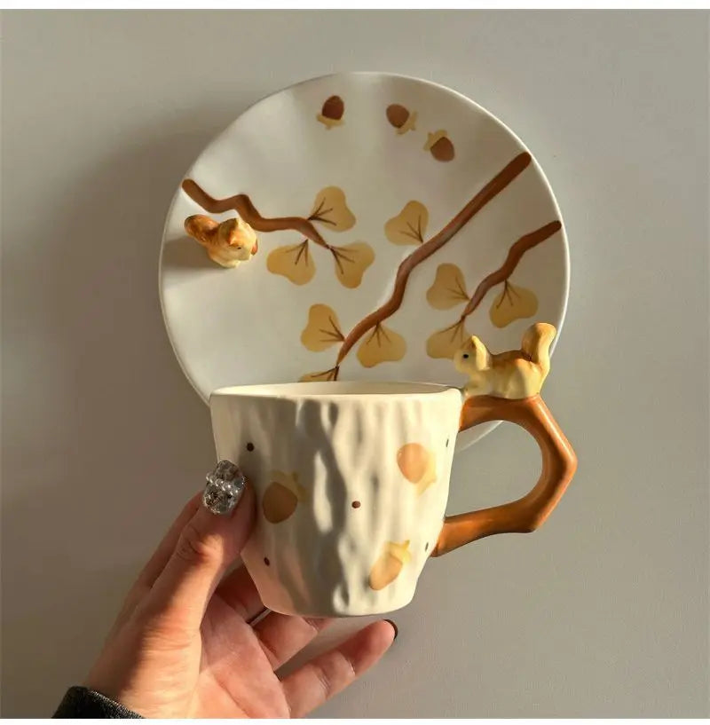 Squirrel Ginkgo Cup & Saucer