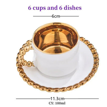 Gold-Inlay Turkish Coffee Cup & Saucer
