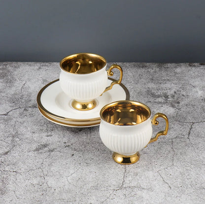 Embossed Turkish Coffee Cups & Saucers – Set of 2