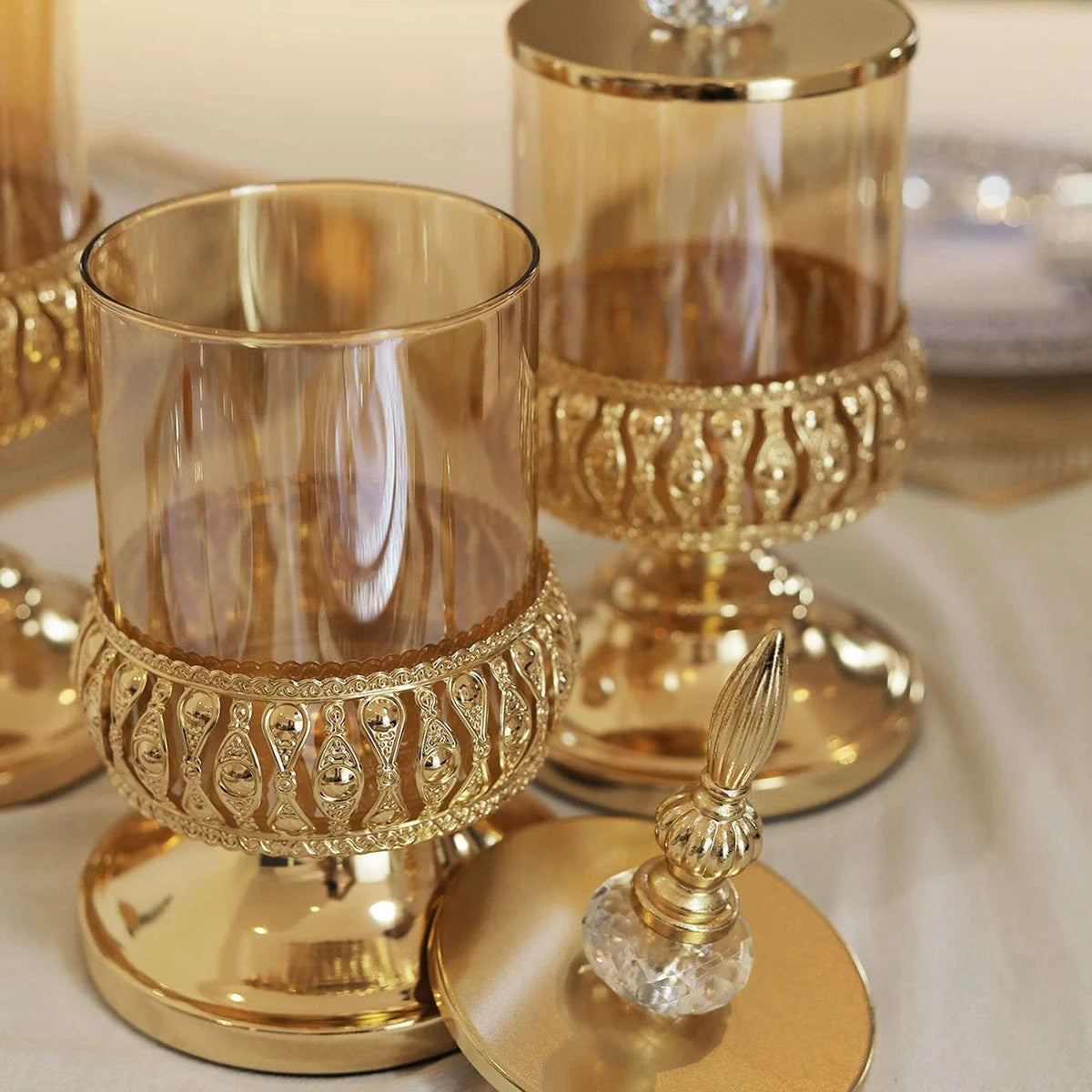 Crystal-Style Glass Candy Jar with Lid