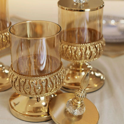 Crystal-Style Glass Candy Jar with Lid