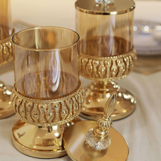 Crystal-Style Glass Candy Jar with Lid