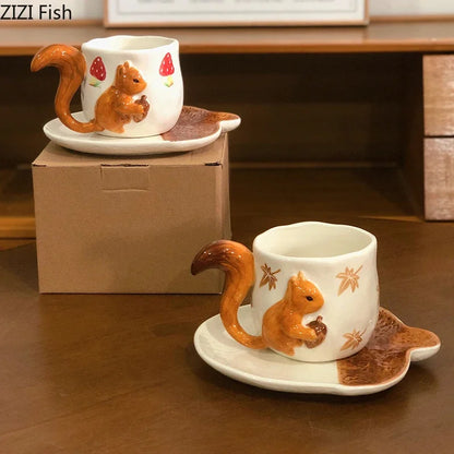 Maple Leaf Squirrel Coffee Cup