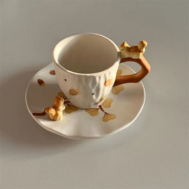 Squirrel Ginkgo Cup & Saucer