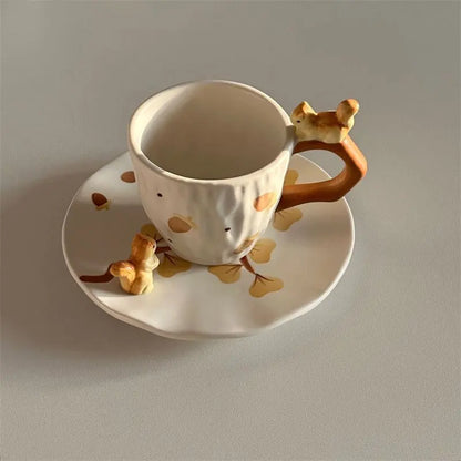 Squirrel Ginkgo Cup & Saucer