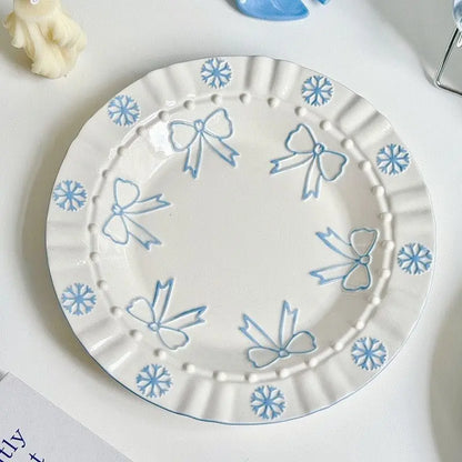 Bow Relief Ceramic Dessert Plate