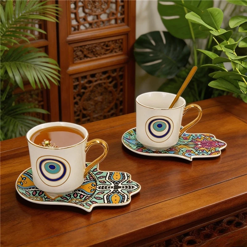 Hamsa Evil Eye Coffee Cup & Saucer – 200ml