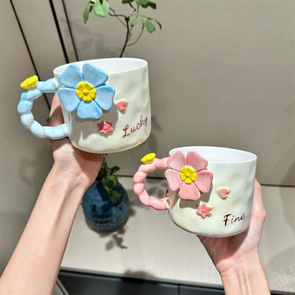 3D Flower Ceramic Mug