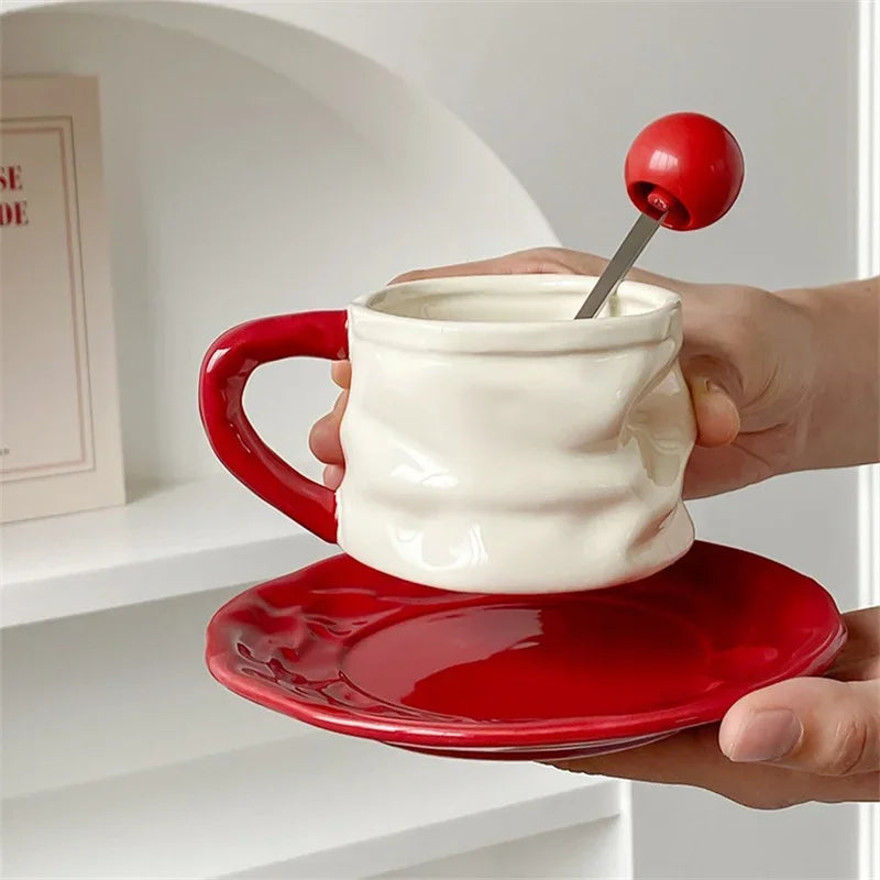 Pleated Ceramic Cup & Saucer