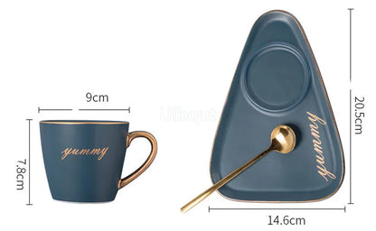 Luxury Ceramic Coffee Cup, Spoon & Saucer Set