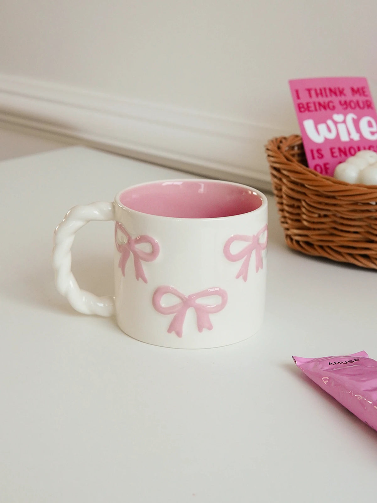 Twisted-Handle Bow Ceramic Mug