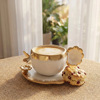Gold & Silver Porcelain Cup and Saucer – 240ml