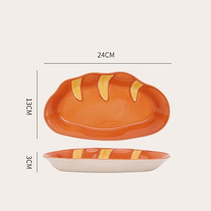 Creative Bread Shape Western Food Dinner Plate, Ceramic European Restaurant Kitchen Supplies, Breakfast, Dessert Salad bowl, 1Pc