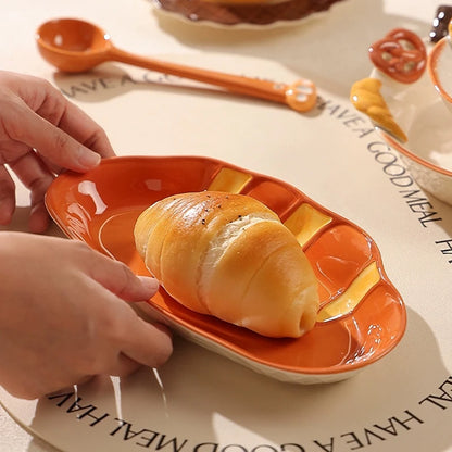 Bread-Shaped Ceramic Dessert Plate