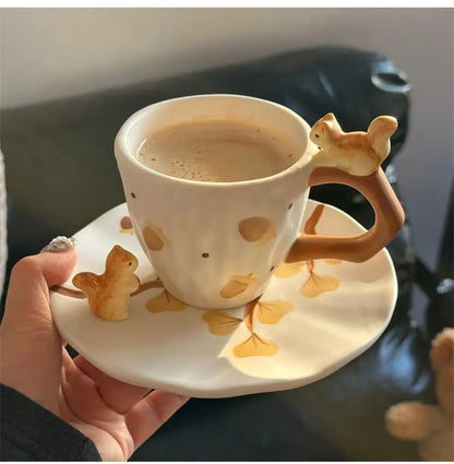 Squirrel Ginkgo Cup & Saucer